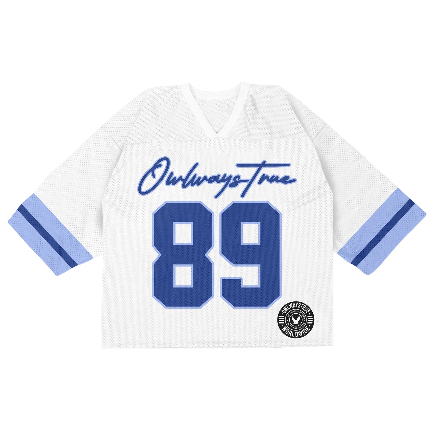 Crop Mesh Jersey Wht/Multi Blue